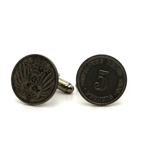 Boutons De Manchettes Pièce De Monnaie Authentique "   Allemagne " 5 Pfennig