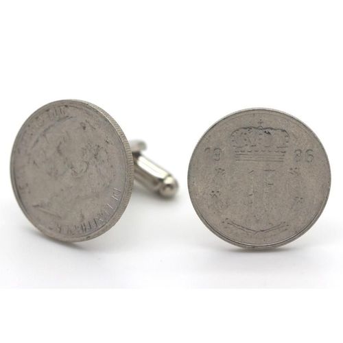Boutons De Manchettes Pièce De Monnaie Authentique " Luxembourg " 1 Franc