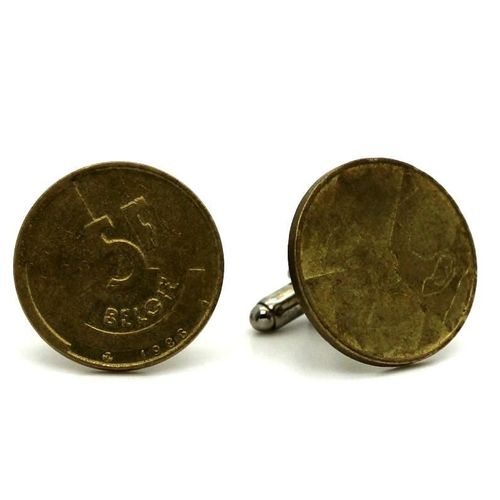 Boutons De Manchettes Pièce De Monnaie Authentique " Belgique " 5 Francs