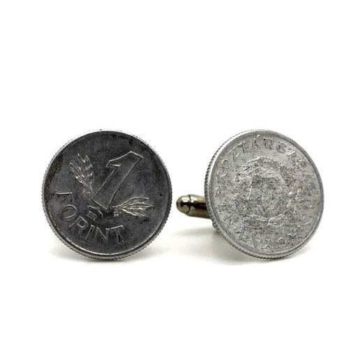 Boutons De Manchettes Pièce De Monnaie Authentique " Hongrie " 1 Forint