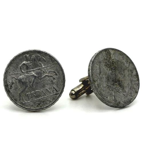 Boutons De Manchettes Pièce De Monnaie Authentique " Espagne " 10 Cents