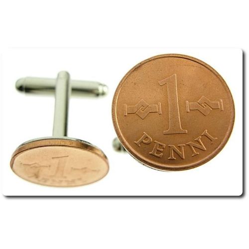 Boutons De Manchettes   Pièce De Monnaie Authentique " 1 Penni