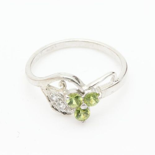Bague Grenat Demantoide &  Diamant  . Argent 925 - Argent