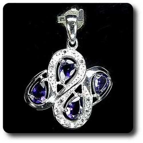 Pendentif Iolite & Topaze Blanche  . Argent 925 - Argent