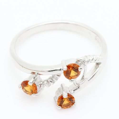 Bague Saphir Orange  . Argent  925 - Argent