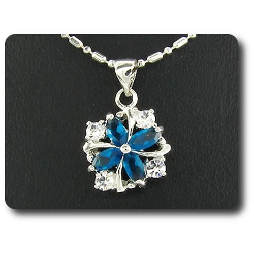 Pendentif Oxyde De Zirconium  4x6 Mm Plaqué Or Blanc 18 K + Chaine