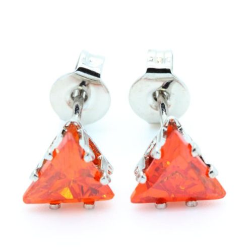 Boucles D'oreille Oxyde De Zirconium 2x7 Mm Plaqué Or Blanc 18 K