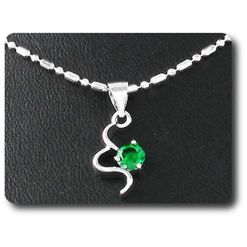 Pendentif Oxyde De Zirconium   5 Mm Plaqué Or Blanc 18 K + Chaine