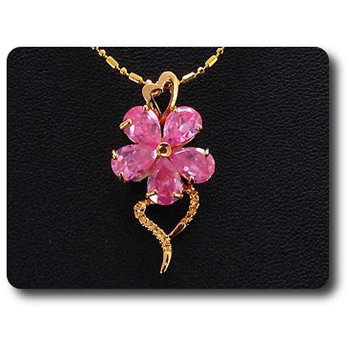 Pendentif Oxyde De Zirconium 5 X 7 Mm Plaqué Or  18 K + Chaine