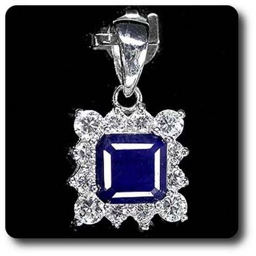 Pendentif Saphir Bleu  . Argent 925 - Argent