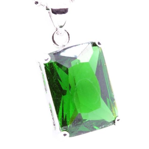 Pendentif Oxyde De Zirconium  14 Mm Plaqué Or Blanc 18 K + Chaine
