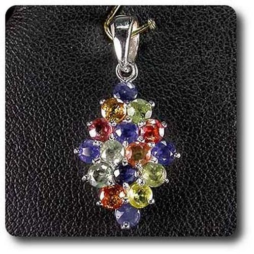 Pendentif Saphir Multicolore  . Argent 925 - Argent