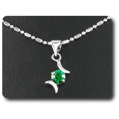 Pendentif Oxyde De Zirconium   5 Mm Plaqué Or Blanc 18 K + Chaine