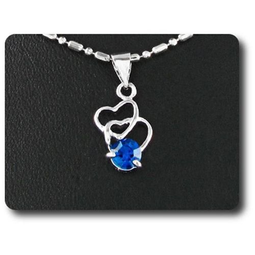 Pendentif Oxyde De Zirconium  5 Mm Plaqué Or Blanc 18 K + Chaine