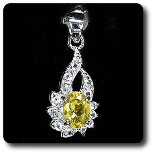 Pendentif Citrine & Topaze Blanche  . Argent 925