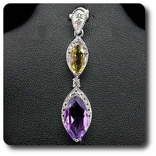 Pendentif Amethyste Citrine & Topaze Blanche  . Argent 925 - Argent