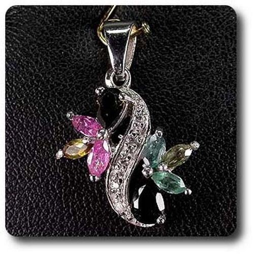 Pendentif Tourmaline Multicolore  . Argent 925 - Argent