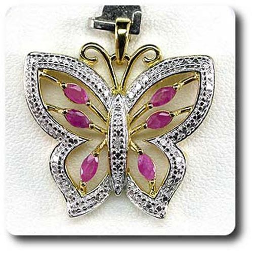 Pendentif Rubis & Diamant  . Argent 925