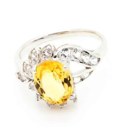Bague Citrine & Topaze Blanche .  Argent 925