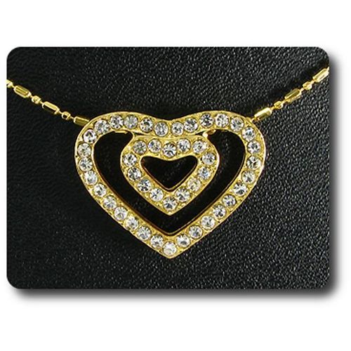 Pendentif Oxyde De Zirconium 44 X 3 Mm Plaqué Or 18 K + Chaine