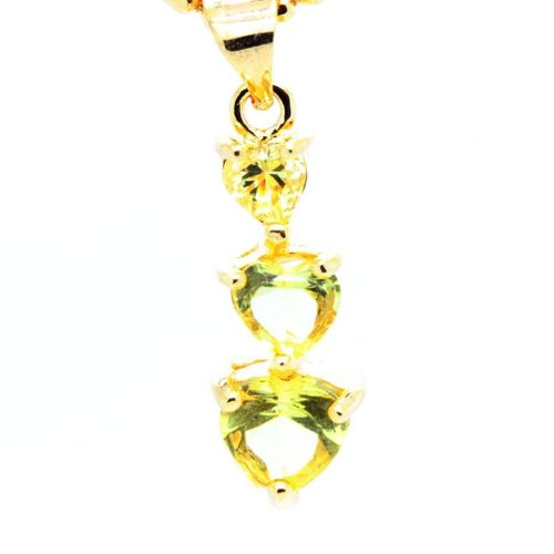 Pendentif Oxyde De Zirconium 3 X 4-6 Mm Plaqué Or 18 K + Chaine