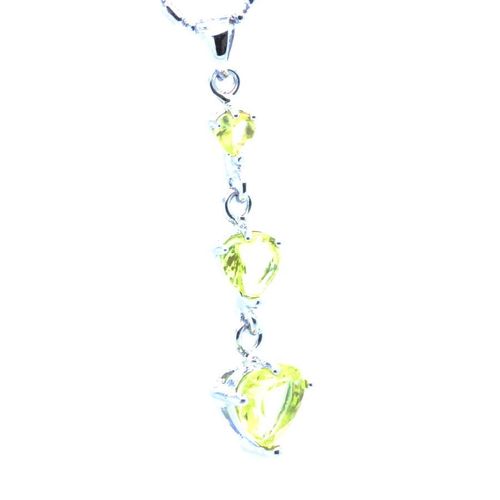 Pendentif Oxyde De Zirconium 3 X 4-7 Mm Plaqué Or Blanc 18 K + Chaine