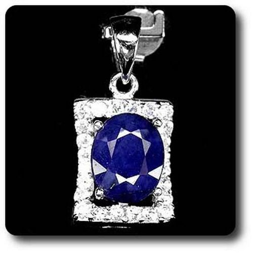 Pendentif Saphir Bleu  . Argent 925 - Argent