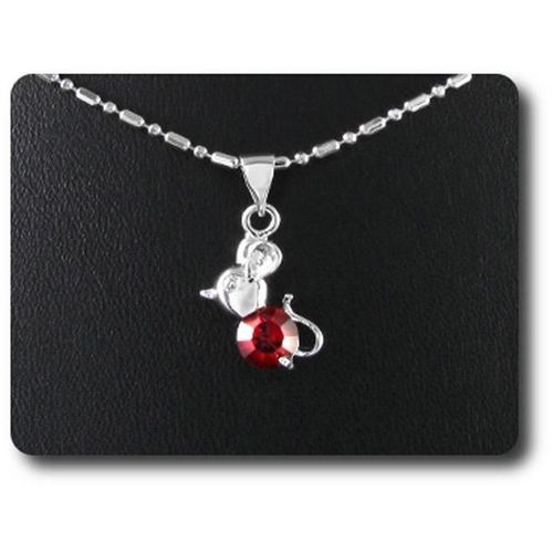 Pendentif Oxyde De Zirconium 6 Mm Plaqué Or Blanc 18 K + Chaine