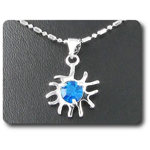Pendentif Oxyde De Zirconium   6 Mm Plaqué Or Blanc 18 K + Chaine