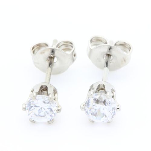 Boucles D'oreille Oxyde De Zirconium 2x4 Mm Plaqué Or Blanc 18 K