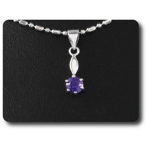 Pendentif Oxyde De Zirconium   5 Mm Plaqué Or Blanc 18 K + Chaine