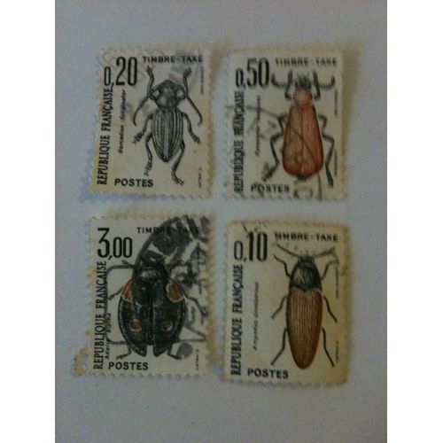 Lot De 4 Timbres Taxe Insectes France