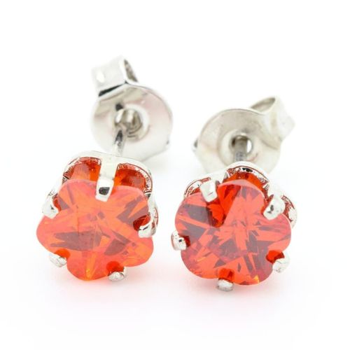 Boucles D'oreille Oxyde De Zirconium 2x6 Mm Plaqué Or Blanc 18 K