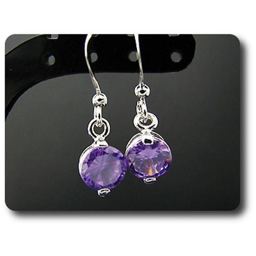 Boucles D'oreille Oxyde De Zirconium 2x7 Mm Plaqué Or Blanc 18 K