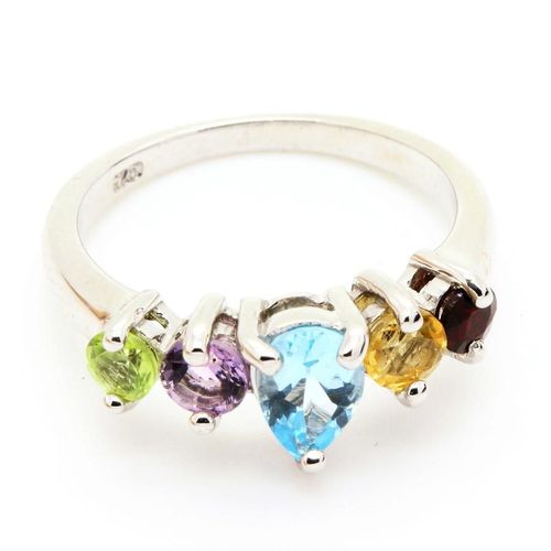 Bague Amethyste Grenat Peridot Citrine Topaze  . Argent 925