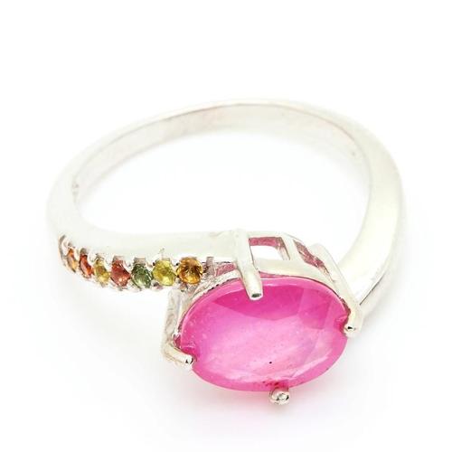 Bague Rubis & Saphir Multicolore   Argent 925