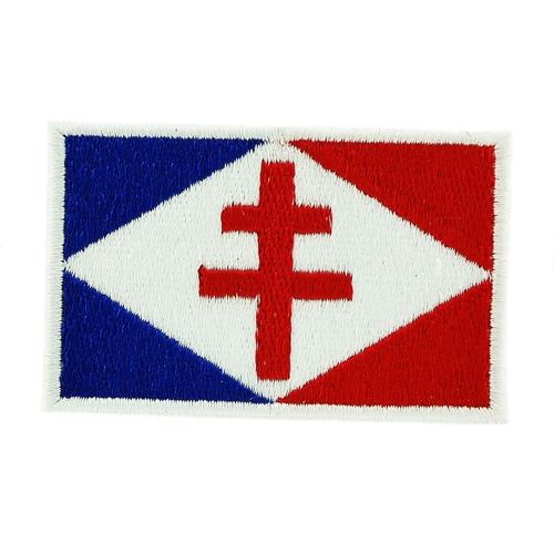 Patch Écusson Brodé Drapeau France De Gaulle Thermocollant Croix De Lorraine