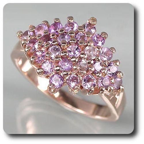 Bague  Amethyste   Argent 925 + Plaqué Or Rose