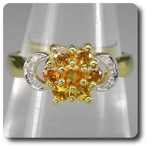 Bague Saphir & Diamant   Argent 925 + Plaqué Or Jaune