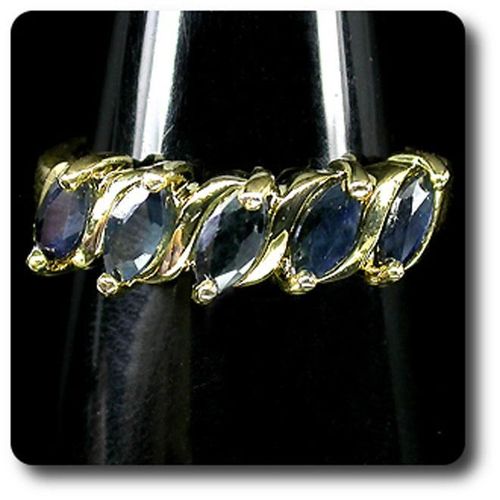 Bague Saphir Bleu   Argent 925 + Plaqué Or Jaune