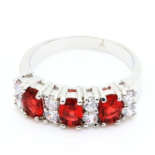 Bague Oxyde De Zirconium   3x6 Mm Plaqué Or Blanc 18 K
