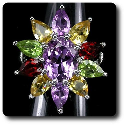 Bague Citrine Peridot Amethyste   Argent 925
