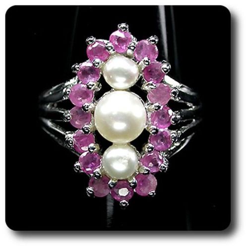 Bague Rubis & Perle   Argent 925