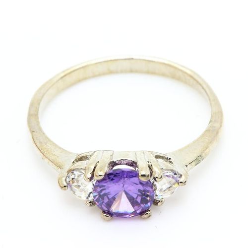 Bague Oxyde De Zirconium   1x6 Mm Plaqué Or Blanc 18 K