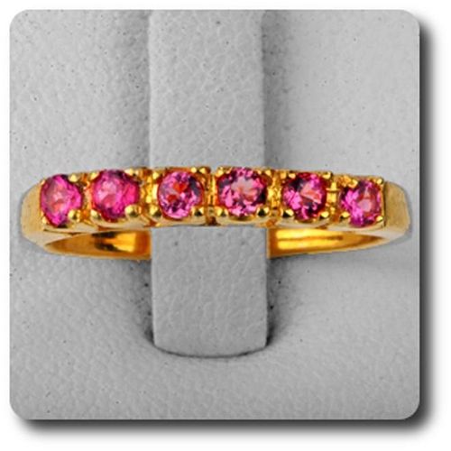 Bague Tourmaline Rose   Argent 925 + Plaqué Or Jaune 18 Carats