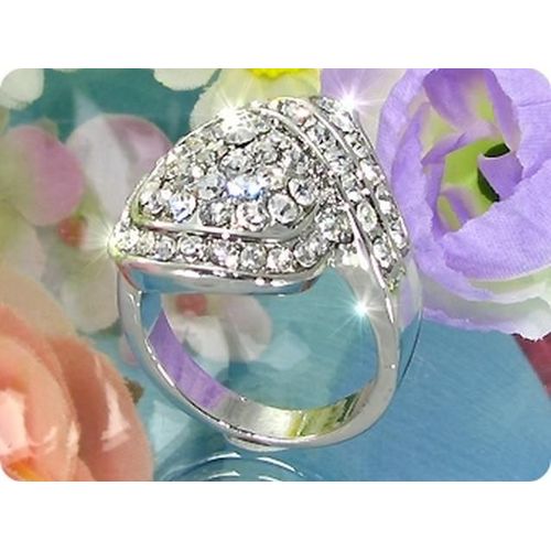 Bague Oxyde De Zirconium 58x2-3 Mm Plaqué Or Blanc 18 K