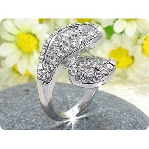 Bague Oxyde De Zirconium 96x2 Mm Plaqué Or Blanc 18 K