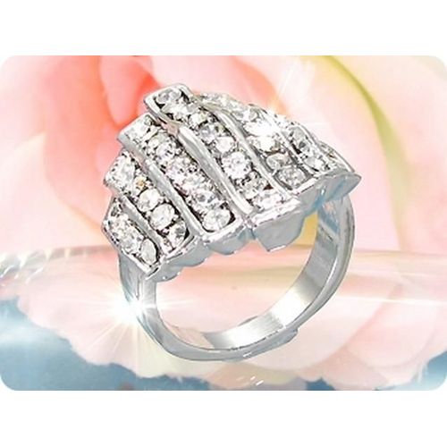Bague Oxyde De Zirconium 45x3 Mm Plaqué Or Blanc 18 K