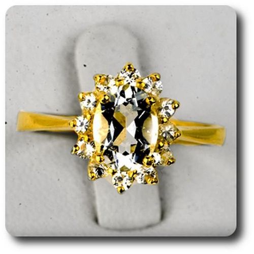 Bague Topaze & Saphir Blanc   Argent 925 + Plaqué Or Jaune 18 Carats