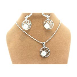 Parure Perle   3x6 Mm Plaqué Or Blanc 18 K